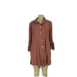 Soft Surroundings Sasha Shirt Size L 100% Viscose Long Sleeve Button Up J176